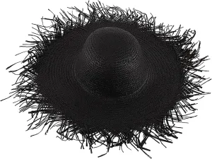 Womens Beach Straw Hat Summer Frayed Straw Bucket Sun Hats Floppy Wide Brim Beach Straw Bucket Hat Raffia UV Protection Hat