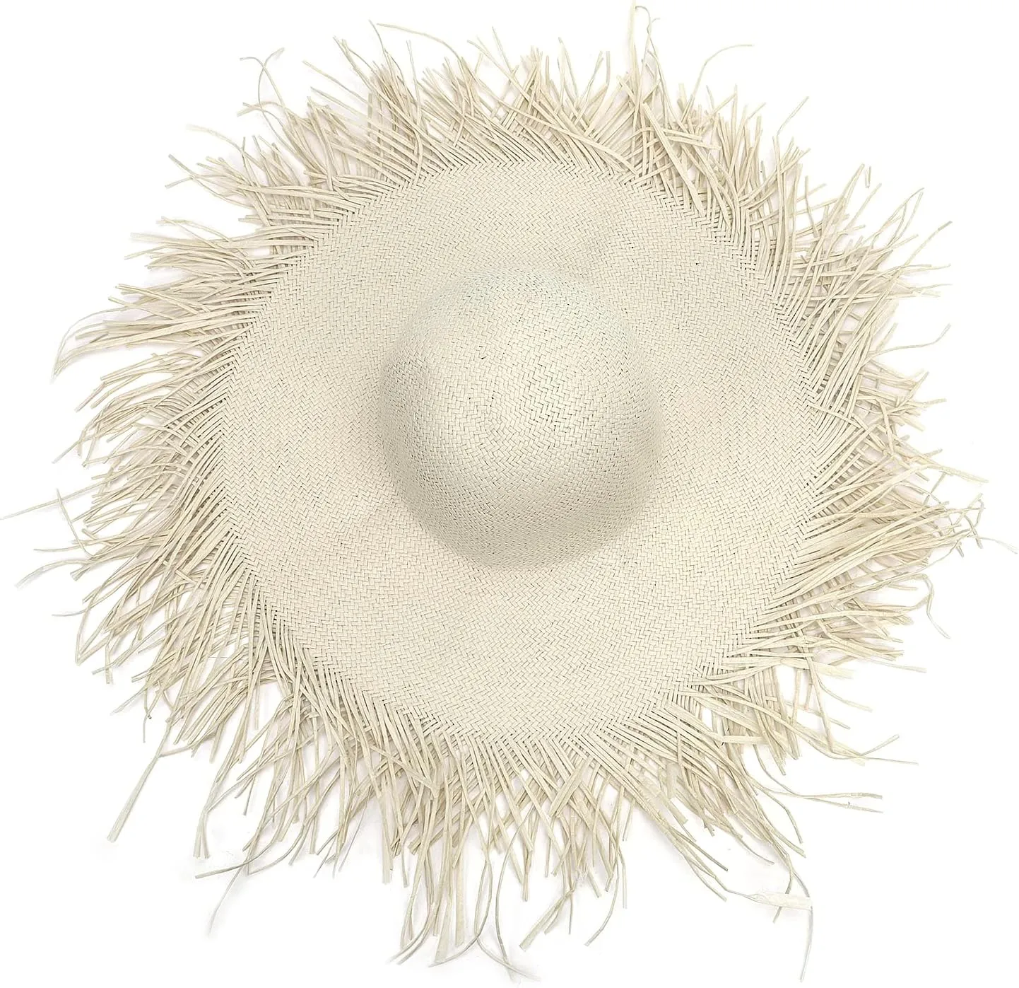 Womens Beach Straw Hat Summer Frayed Straw Bucket Sun Hats Floppy Wide Brim Beach Straw Bucket Hat Raffia UV Protection Hat