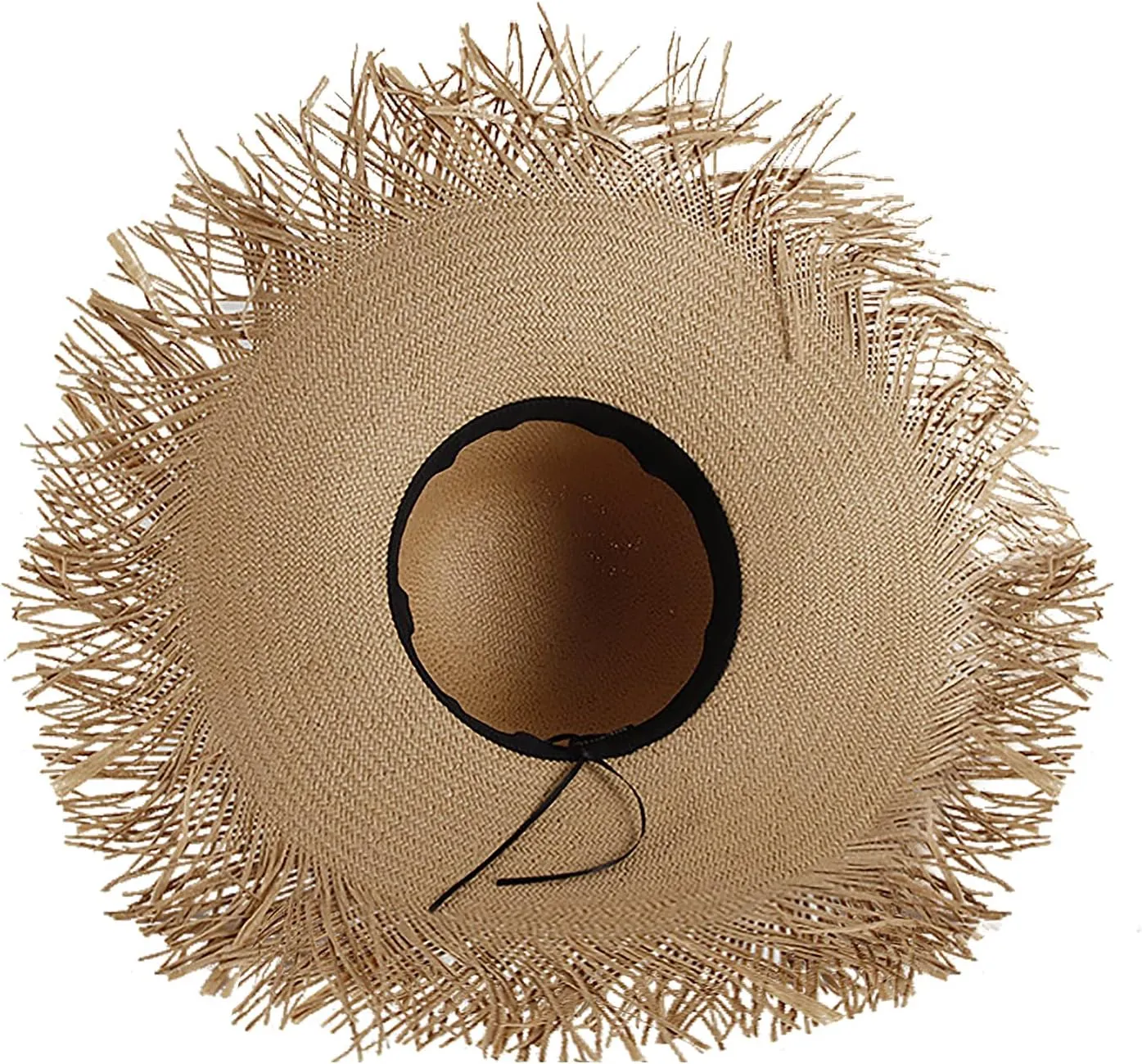 Womens Beach Straw Hat Summer Frayed Straw Bucket Sun Hats Floppy Wide Brim Beach Straw Bucket Hat Raffia UV Protection Hat