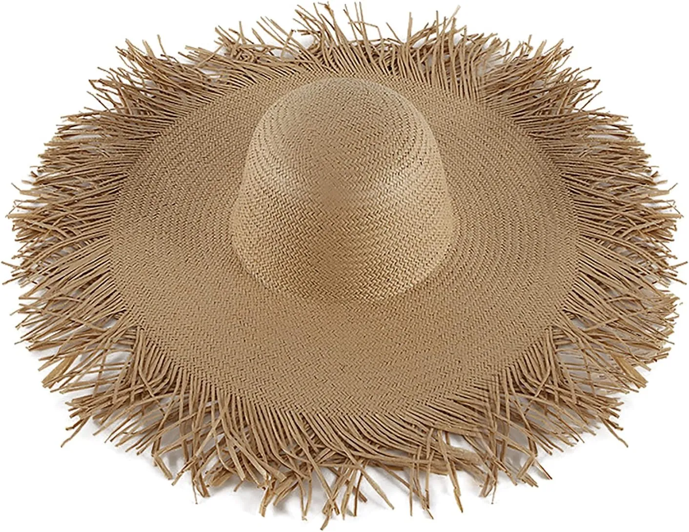Womens Beach Straw Hat Summer Frayed Straw Bucket Sun Hats Floppy Wide Brim Beach Straw Bucket Hat Raffia UV Protection Hat