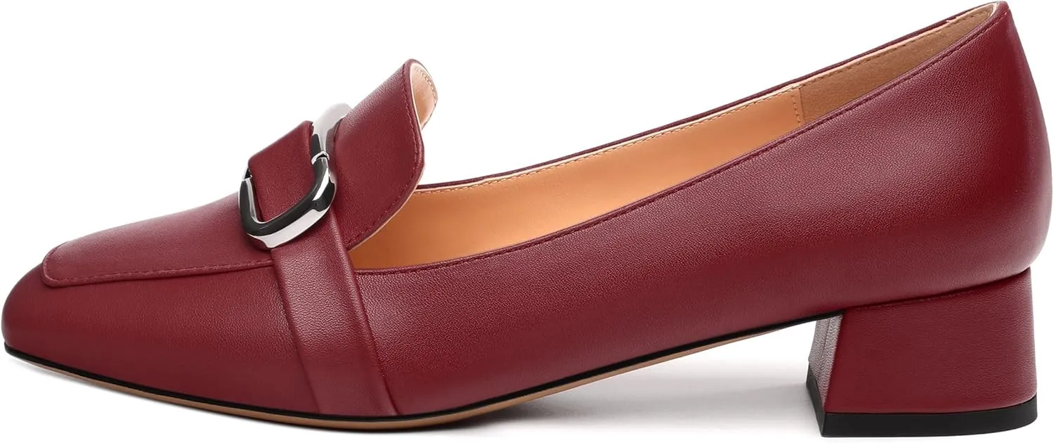 Women's Block Heel Loafers, Square Closed Toe Chunky Heel Pumps, Elegant Comfortable Casual Office Dress Shoes