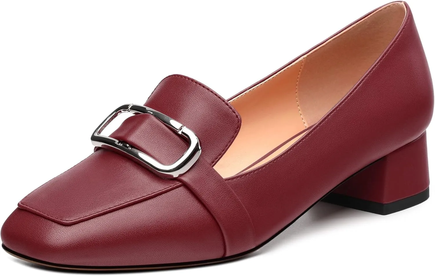 Women's Block Heel Loafers, Square Closed Toe Chunky Heel Pumps, Elegant Comfortable Casual Office Dress Shoes