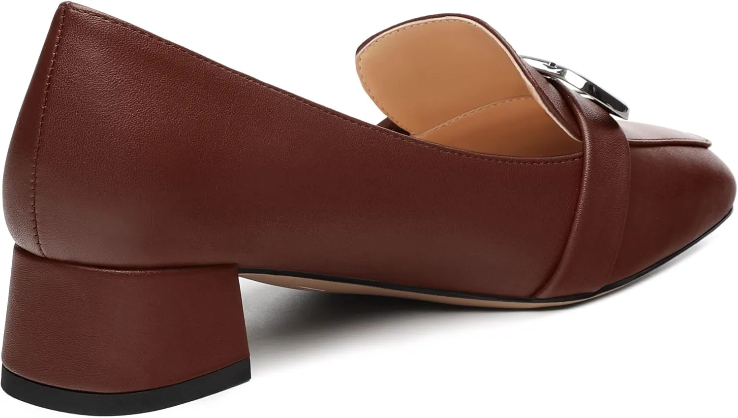 Women's Block Heel Loafers, Square Closed Toe Chunky Heel Pumps, Elegant Comfortable Casual Office Dress Shoes