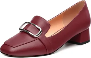 Women's Block Heel Loafers, Square Closed Toe Chunky Heel Pumps, Elegant Comfortable Casual Office Dress Shoes