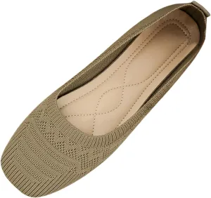 Women's Casual Flat Shoes Breathable Knit Slip On Comfortable Ballet for Daily Wear Spring Summer
