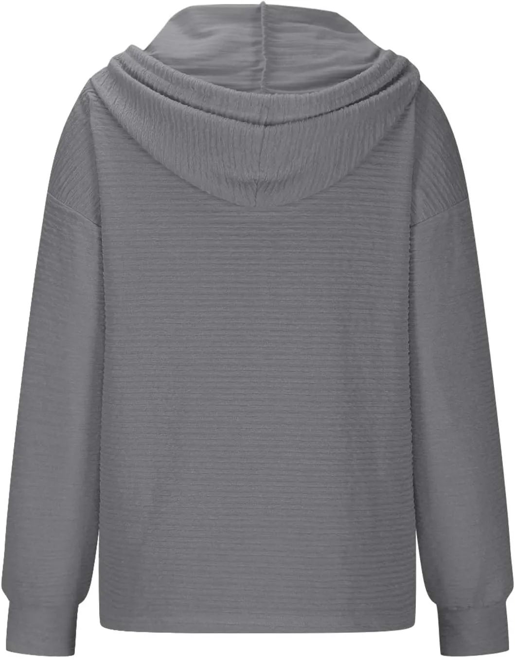 Women's Casual Hoodies Long Sleeve Solid Color Lightweight Pullover Tops Loose Sweatshirt Pleated Drawstring Shirts