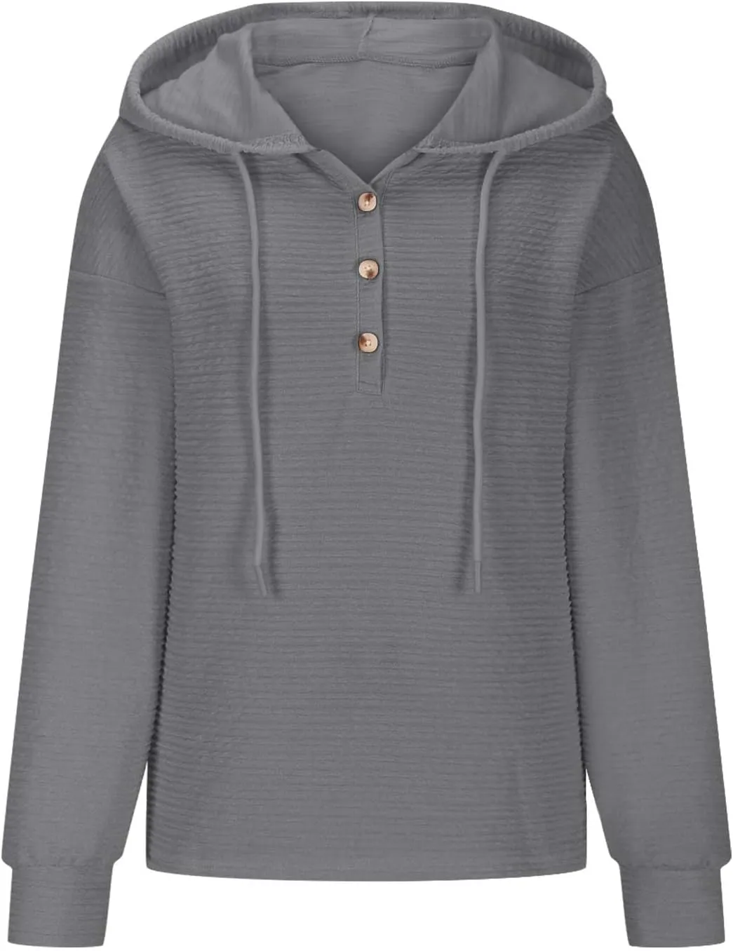 Women's Casual Hoodies Long Sleeve Solid Color Lightweight Pullover Tops Loose Sweatshirt Pleated Drawstring Shirts