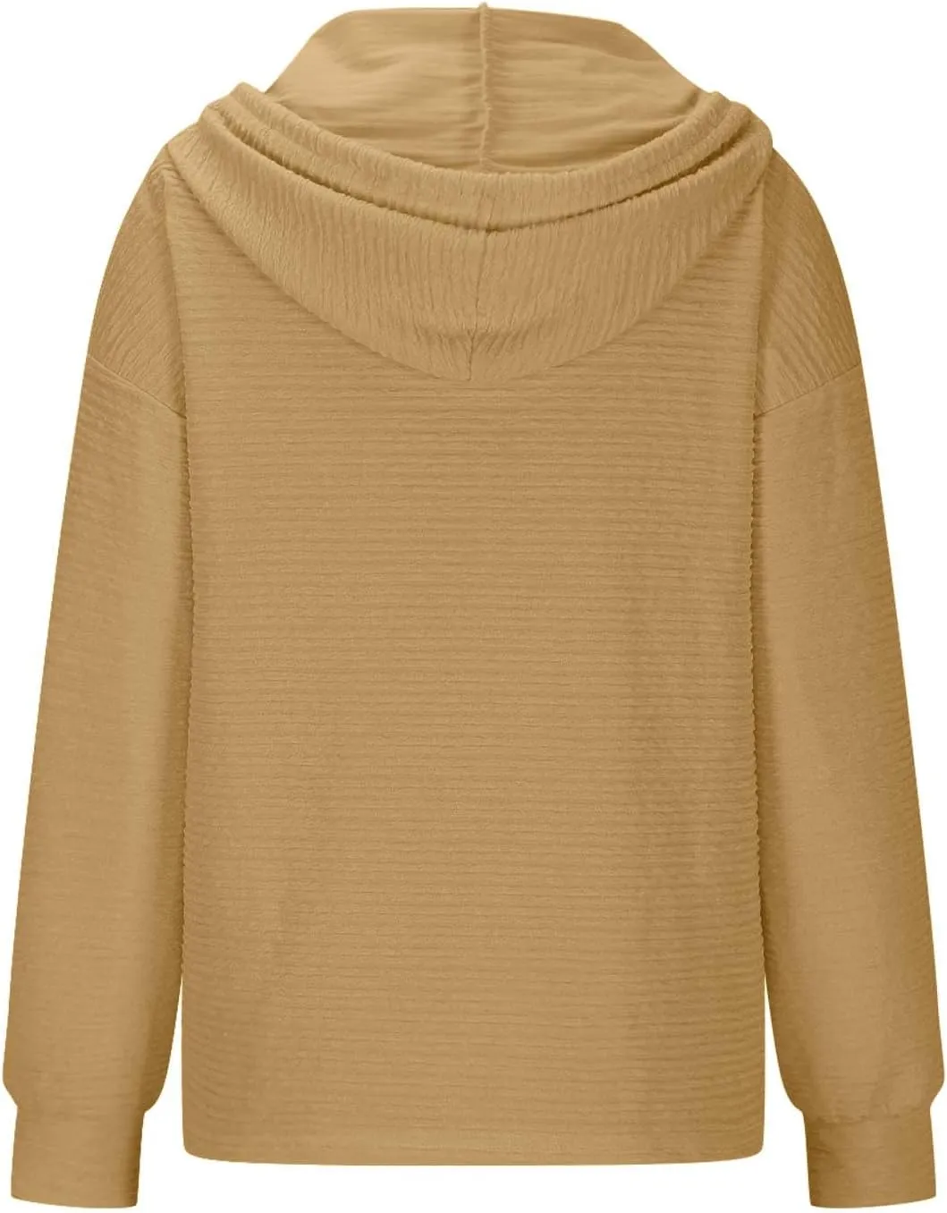 Women's Casual Hoodies Long Sleeve Solid Color Lightweight Pullover Tops Loose Sweatshirt Pleated Drawstring Shirts