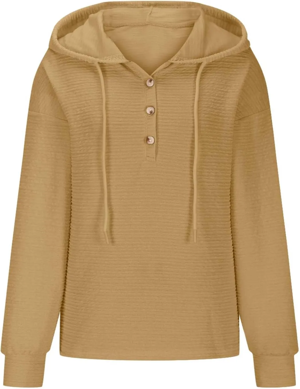 Women's Casual Hoodies Long Sleeve Solid Color Lightweight Pullover Tops Loose Sweatshirt Pleated Drawstring Shirts