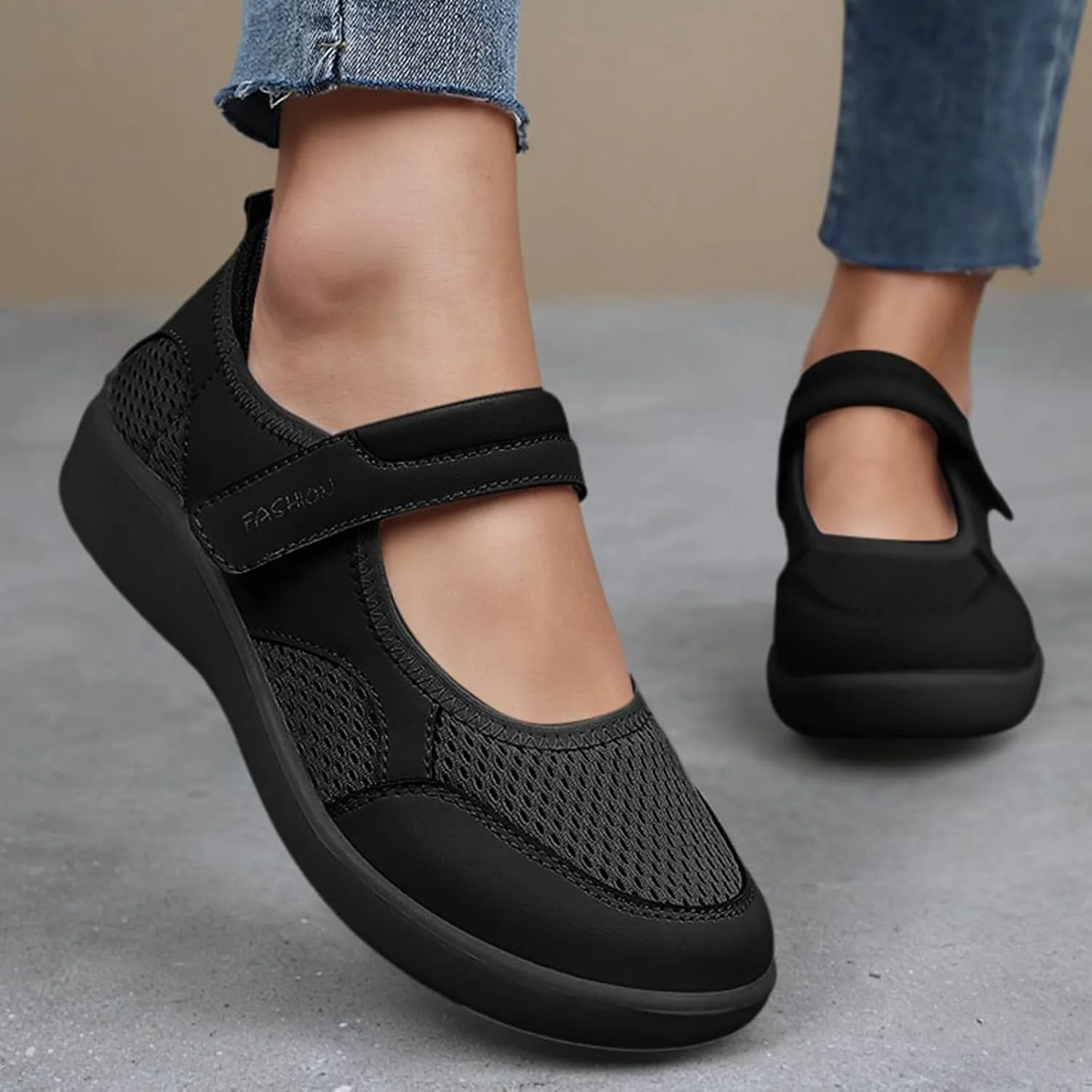 Women's Casual Slip On Shoes Breathable Mesh Flat Comfortable Walking Shoes for Women Adjustable Straps Lightweight Summer Loafers