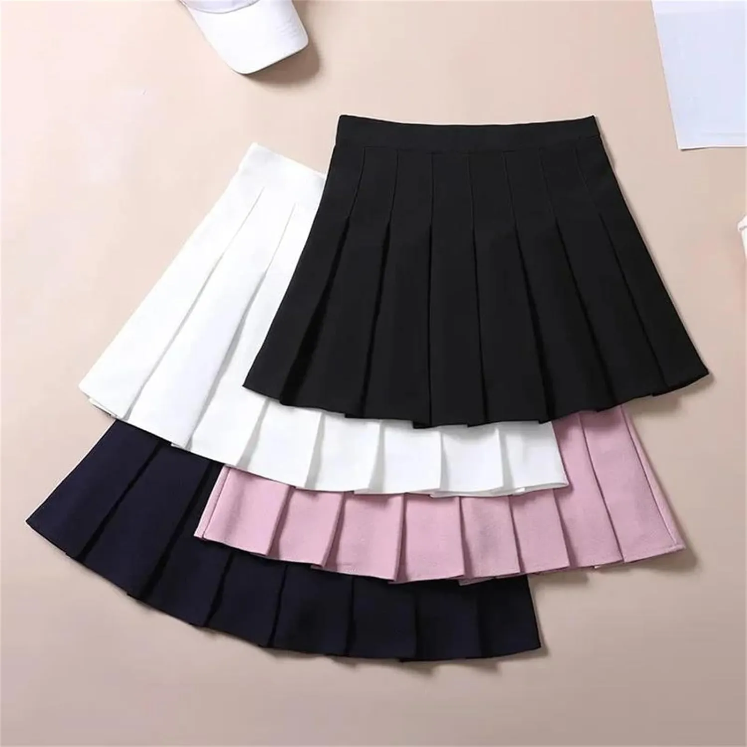 Women's Fashion Pleated A-Line Mini Short Skirt with Elastic Waist for Ladies Girls
