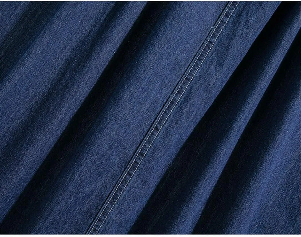 Women's High Elastic Waist Denim Skirt Korean Fashion Plus Size A Line Midi Jeans Skirts
