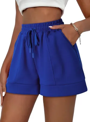 Women's High Waisted Sweat Shorts Casual Summer Comfy Athletic Short Drawstring Waist Lounge Running Shorts with Pockets