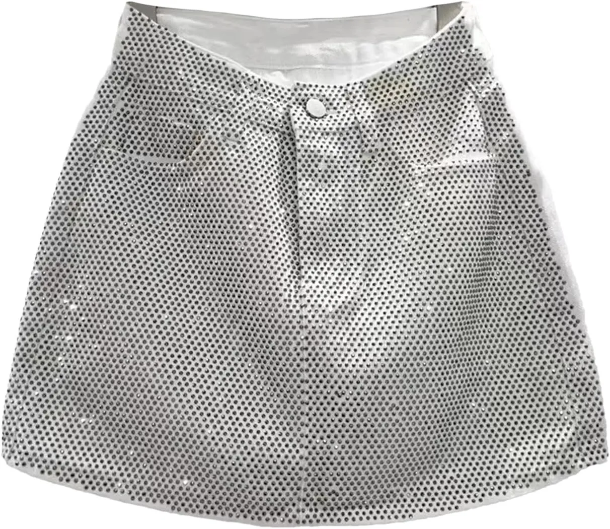 Women's High Waisted Trendy Rivet Denim Skirt Spring Summer All Match A Line Mini Jean Skirts
