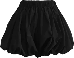 Women's Mini Skirts Classic Cute Puff High Waist Pleated Short Bubble Lantern Skirt