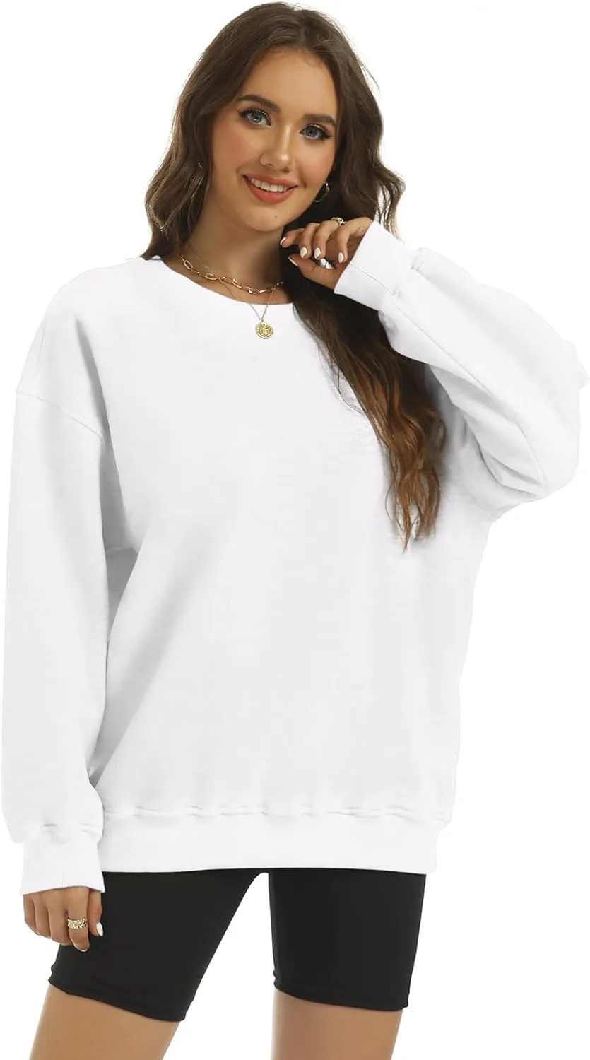 Women's Oversized Casual Long Sleeve Sweatshirt Comfy Hoodies Crewneck Fleece Pullover Sweaters Fall Outfits Clothes