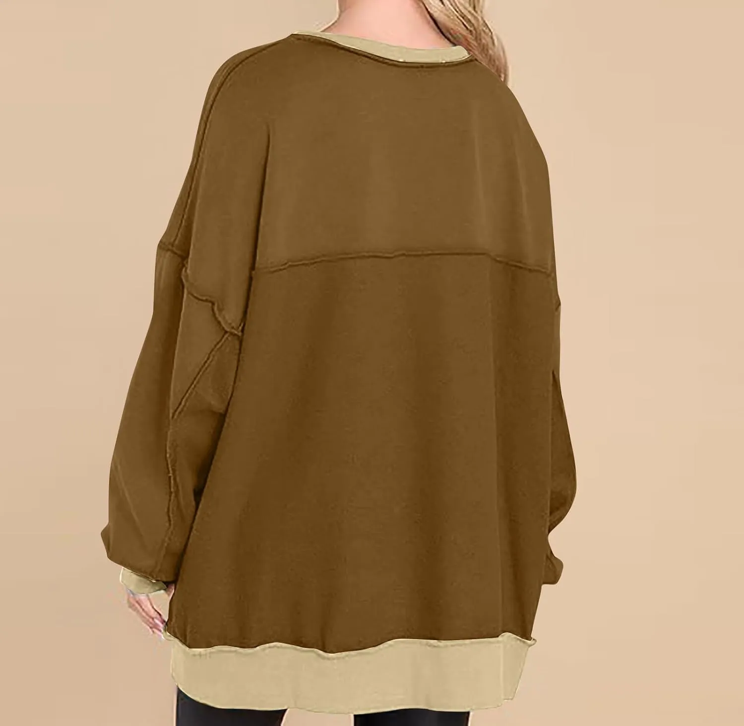 Women's Oversized Sweatshirt Casual Long Sleeve Button Henley Neck Pullover Tunic Tops Outfits Spring Fall Pullover