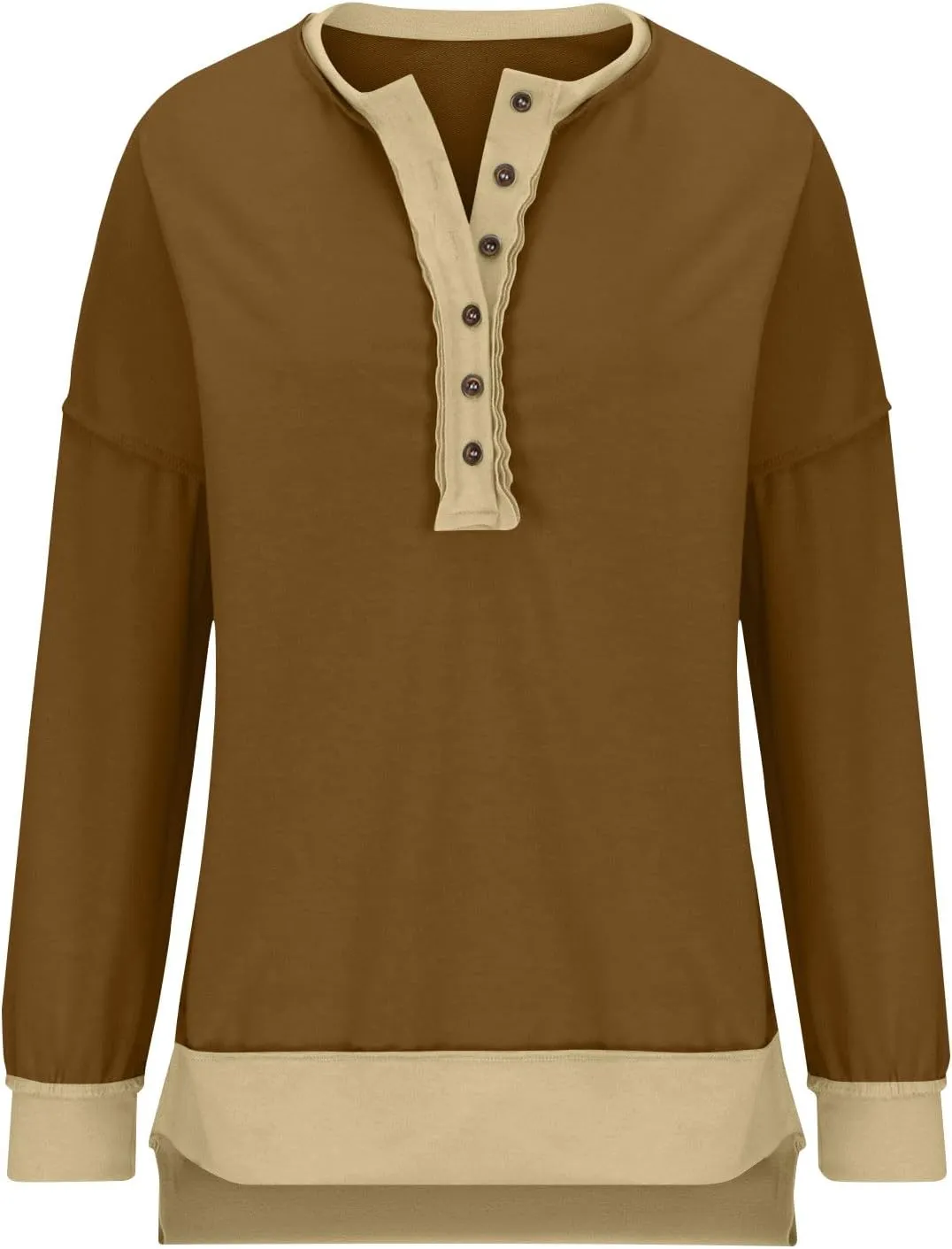 Women's Oversized Sweatshirt Casual Long Sleeve Button Henley Neck Pullover Tunic Tops Outfits Spring Fall Pullover