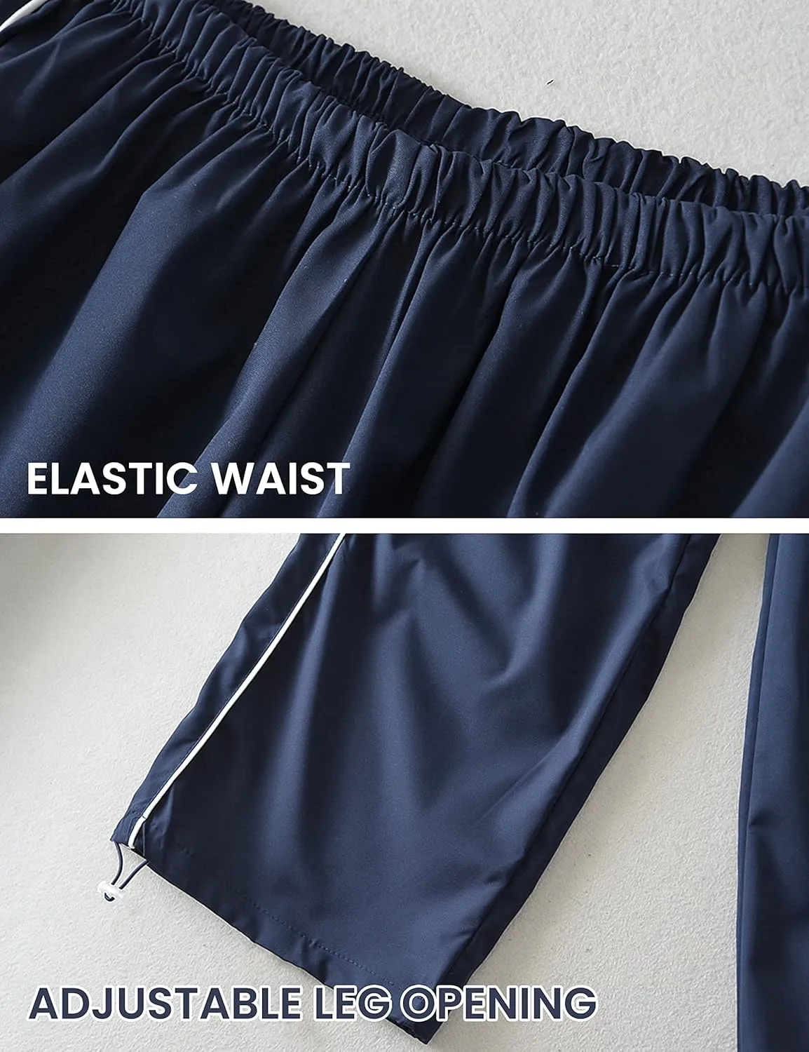 Women's Parachute Pants Baggy Track Y2K Black Elastic Waist Wide Leg Trousers