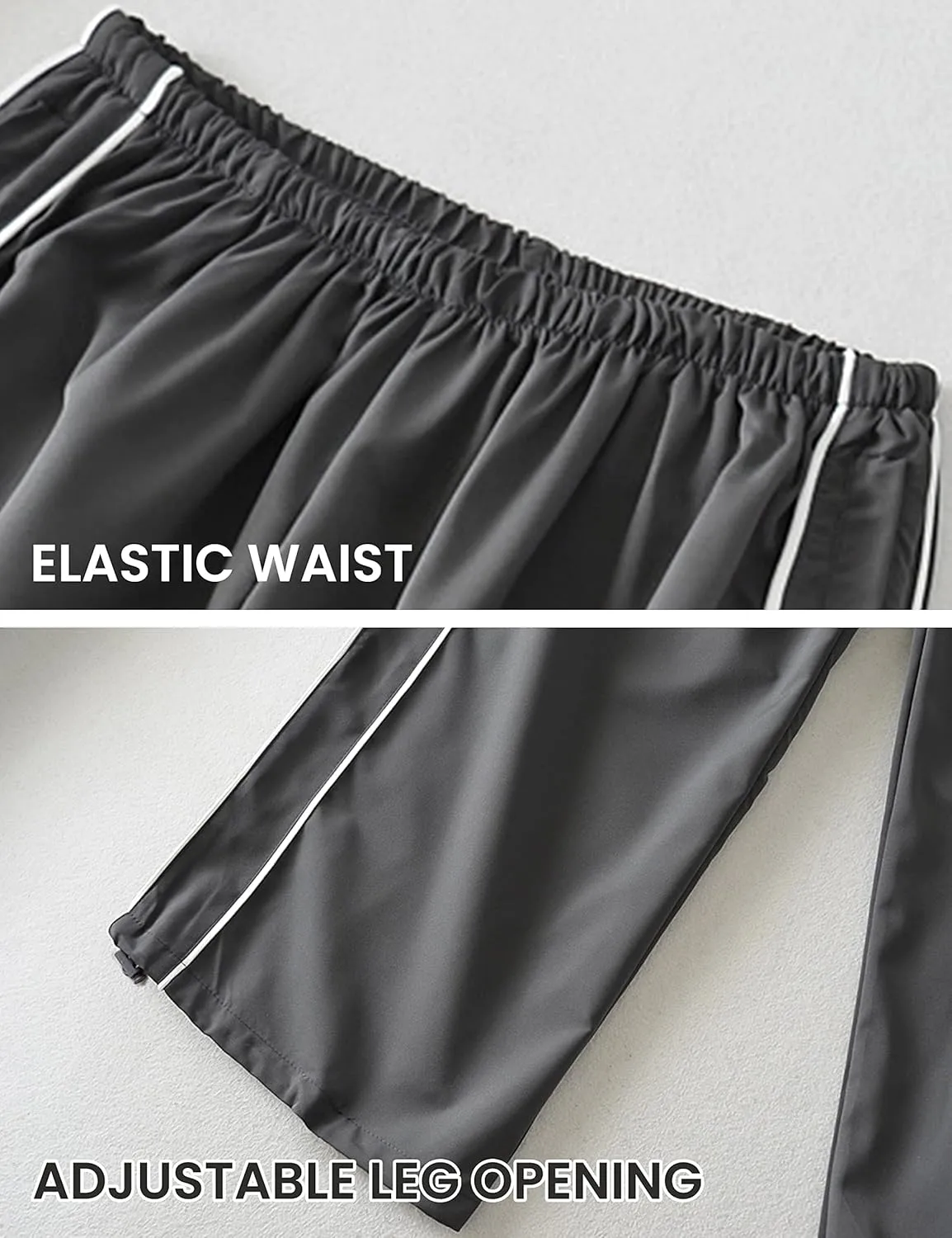Women's Parachute Pants Baggy Track Y2K Black Elastic Waist Wide Leg Trousers