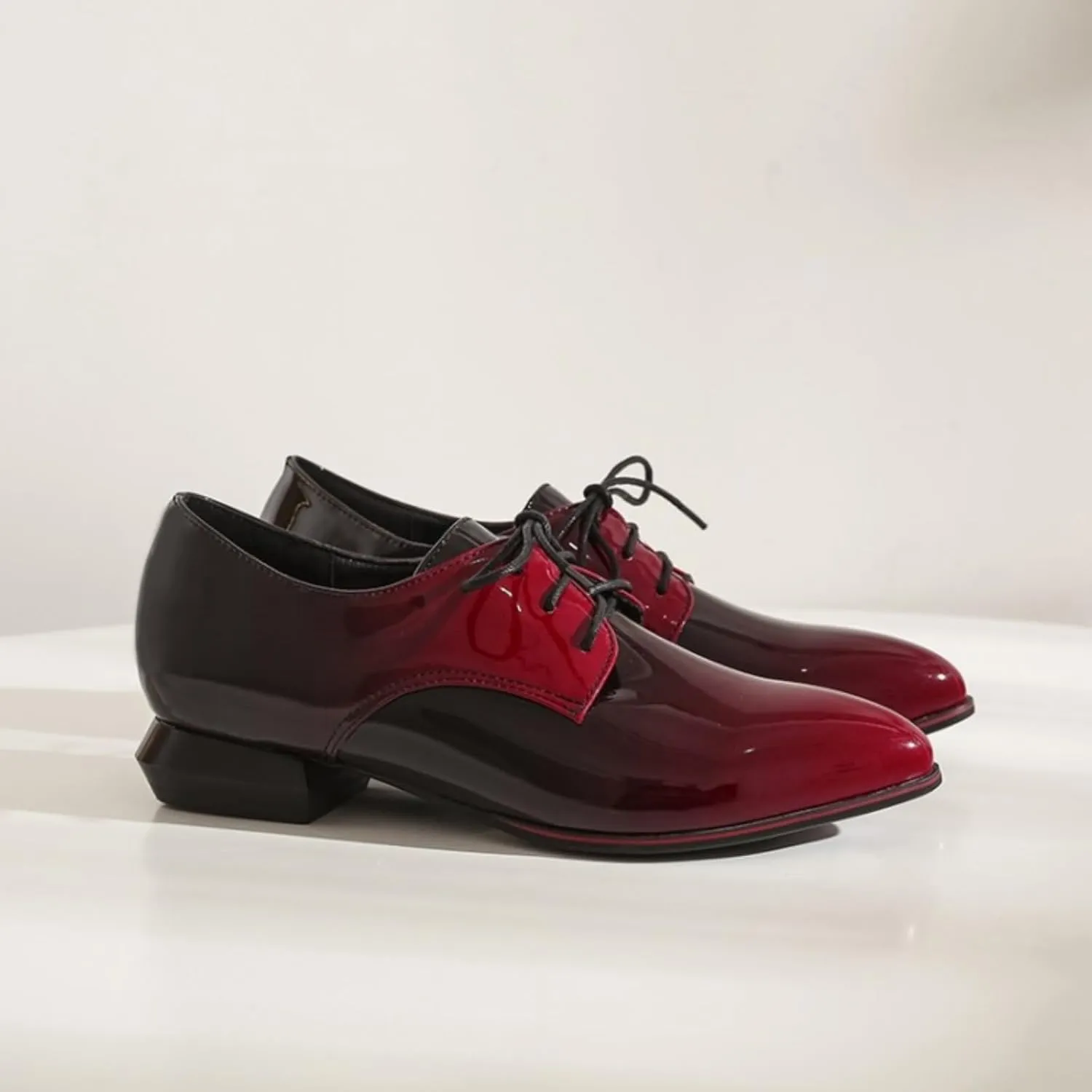 Women's Pointed Closed Toe Chunky Block Lace Up Pumps Shoes Elegant Comfort Casual Low Heel Loafers