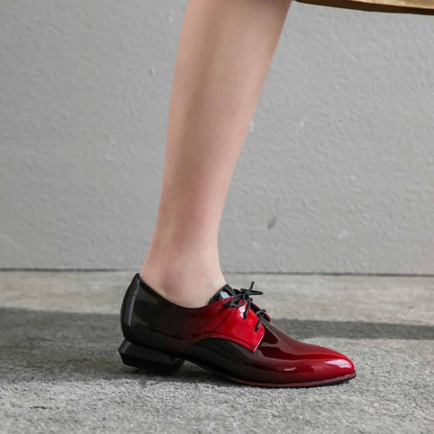 Women's Pointed Closed Toe Chunky Block Lace Up Pumps Shoes Elegant Comfort Casual Low Heel Loafers