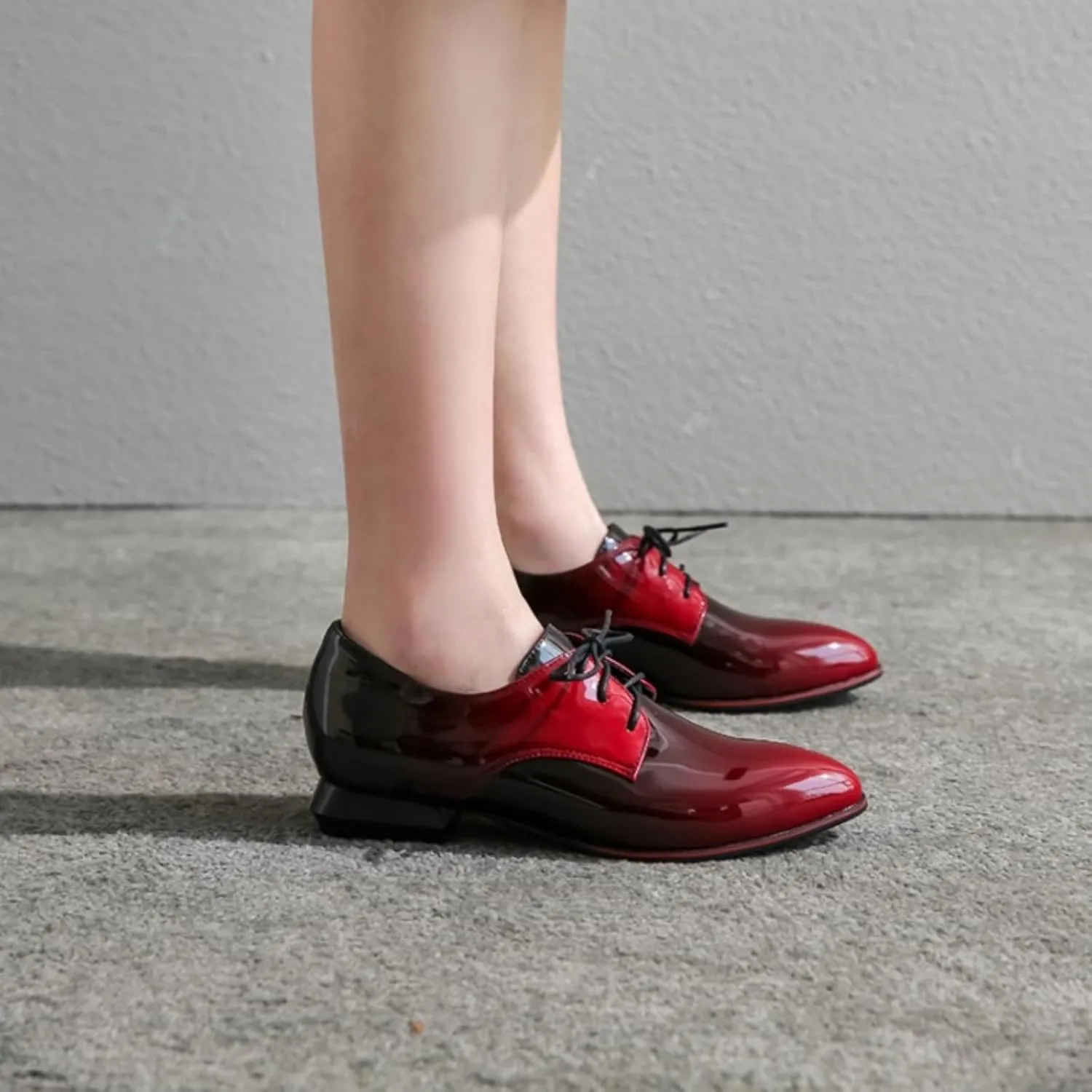 Women's Pointed Closed Toe Chunky Block Lace Up Pumps Shoes Elegant Comfort Casual Low Heel Loafers