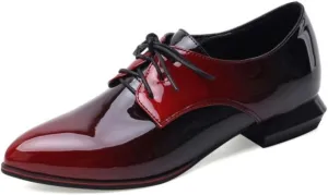 Women's Pointed Closed Toe Chunky Block Lace Up Pumps Shoes Elegant Comfort Casual Low Heel Loafers