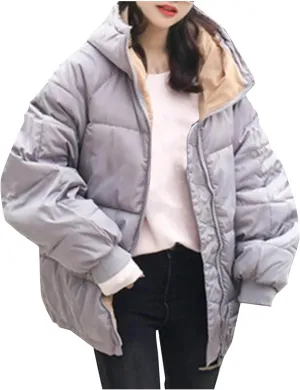 Women's Puffer Jackets Casual Winter Full Zip up Down Coats Oversized Quilted Jacket Warm Outerwear with Pockets