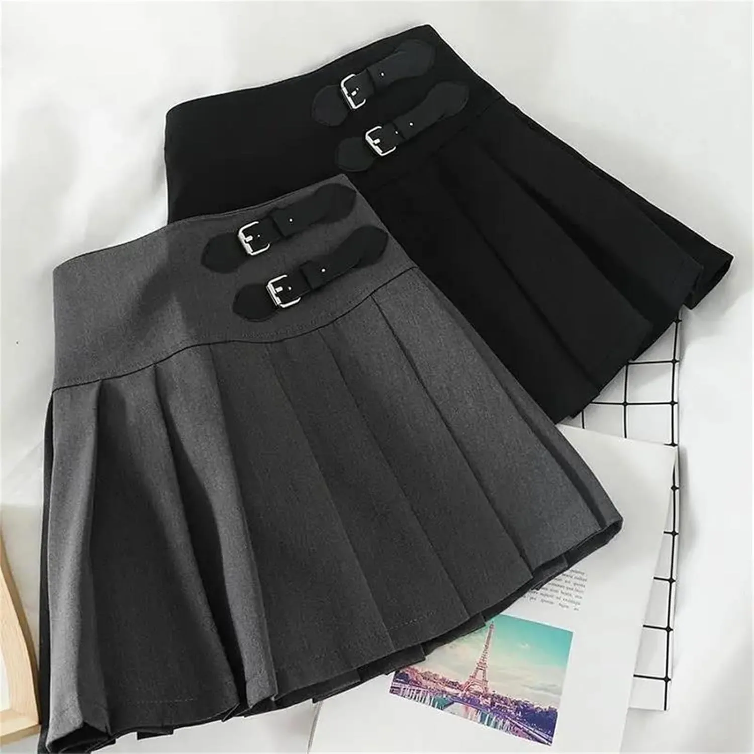 Women's Solid Color Fashion Mini Skirt  High Street Pleated Summer Soft High Waisted Pleated Skirt Tennis Skirts