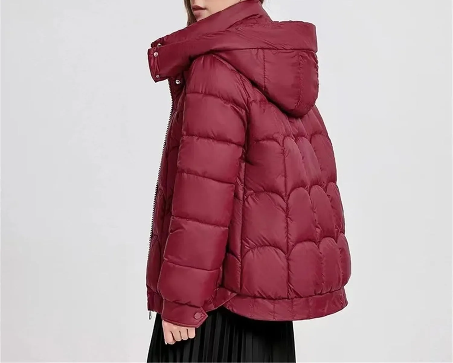 Women's Solid Color Parkas Hooded Stand Collar Warm Down Cotton Jacket Female Winter Short Puffer Zipper Coats