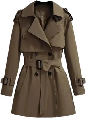Women's Spring Trench Coat – Double-Breasted All-Match Casual Wind-Breaker Belted Loose Fit Medium Length Outerwear