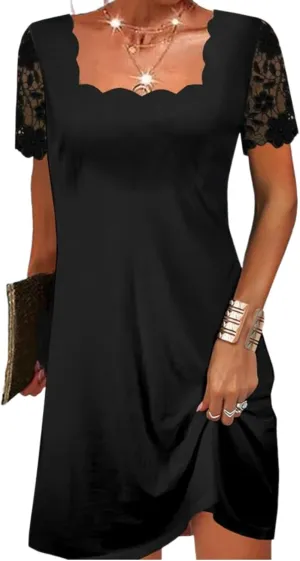 Women's Summer Casual Mini Dresses Crewneck Short Sleeve Print Outfits 2025 Beach Vacation Dress