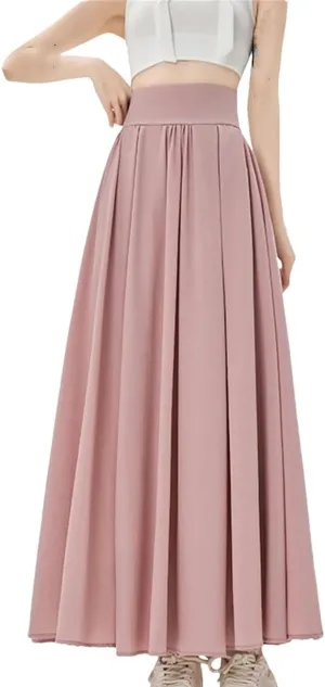 Women's Summer High Waist Maxi Skirt Korean Style Fashion Pockets Casual A-Line Party Skirts