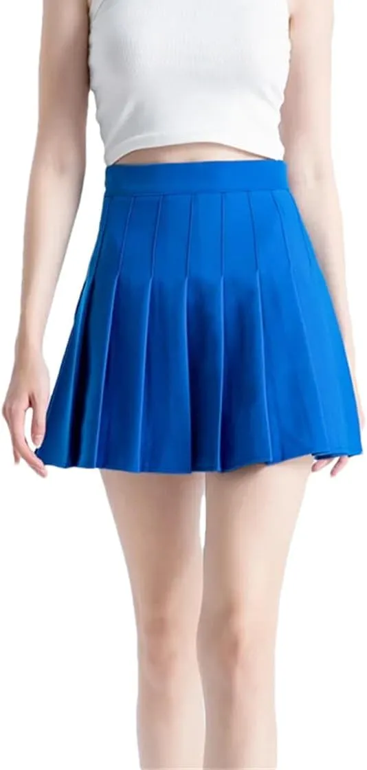 Women's Summer High Waist Short Mini Pleated Skirt Elastic Flared Casual Mini Skirts