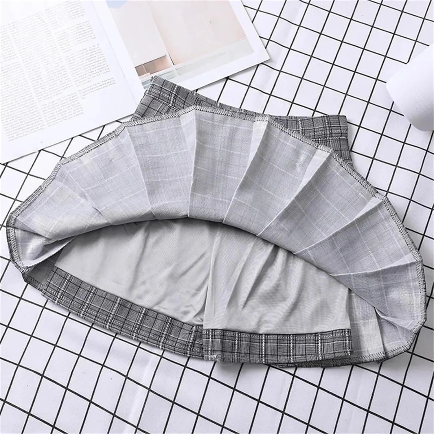 Women's Summer Pleated A-Line Short Mini Skirt  Elegant Plaid Tennis Skirts for Girls Skater Skirt