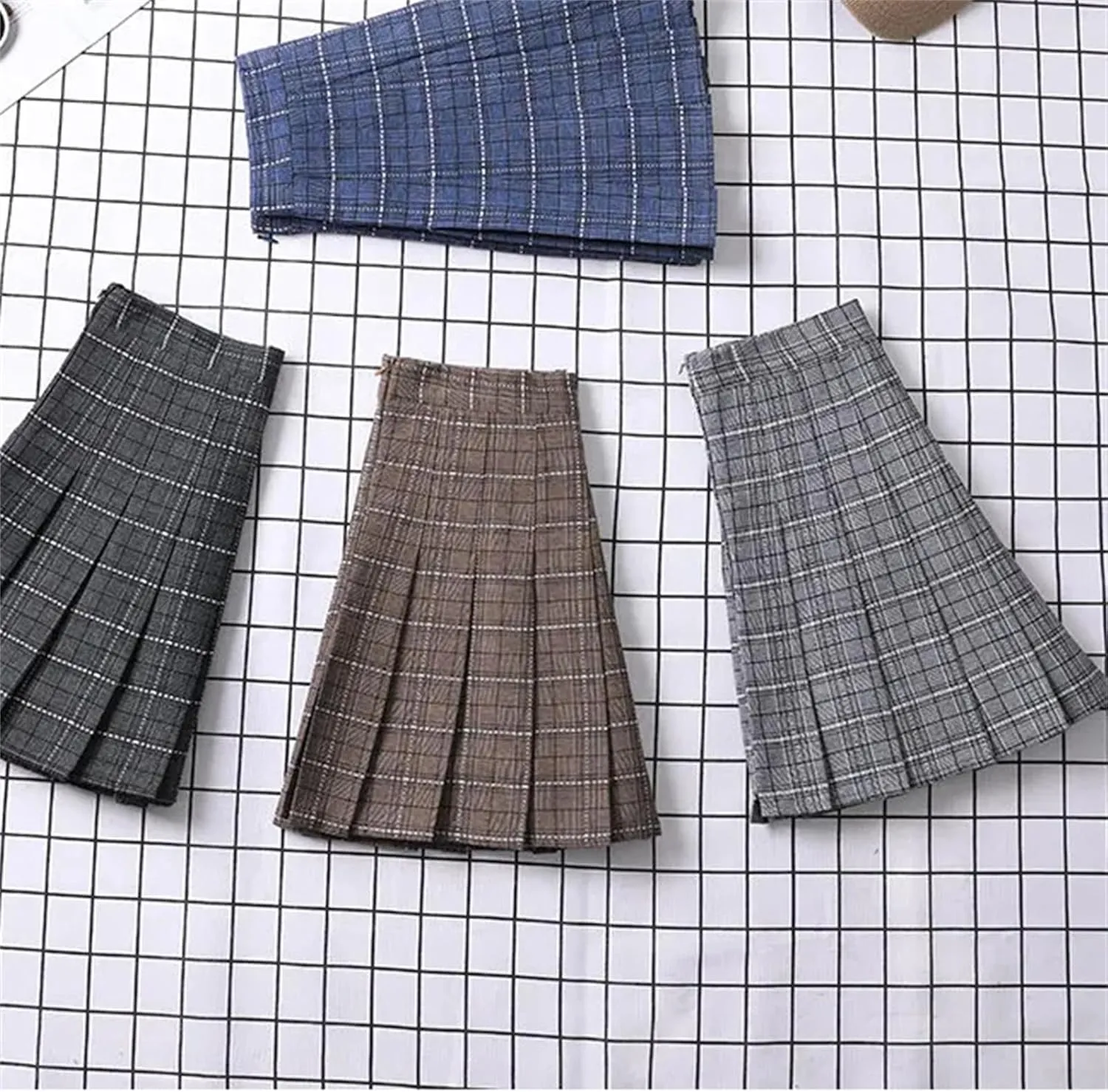 Women's Summer Pleated A-Line Short Mini Skirt  Elegant Plaid Tennis Skirts for Girls Skater Skirt