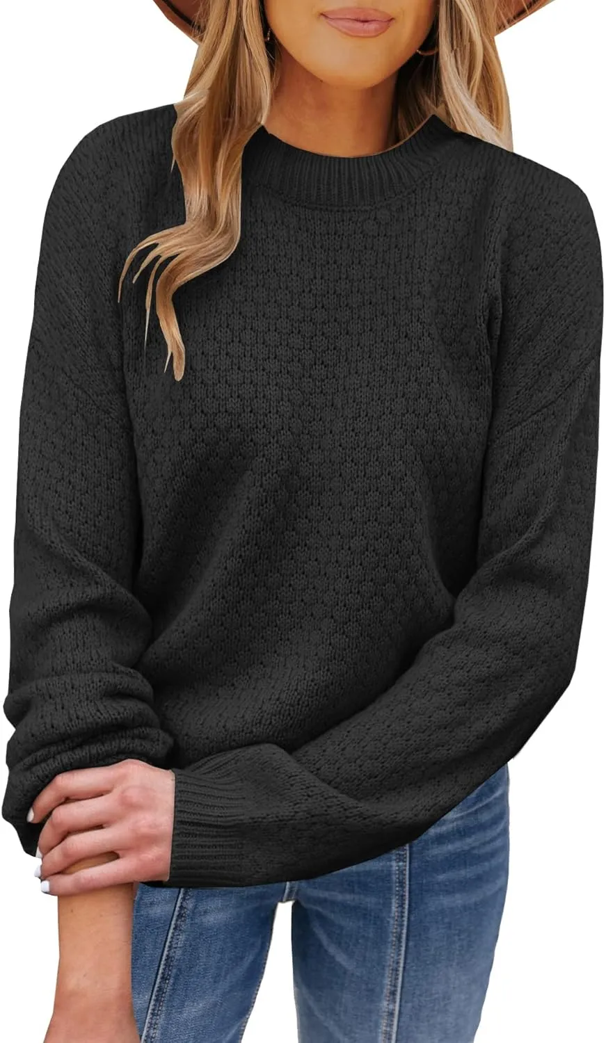 Womens Turtleneck Long Sleeve Knit Pullover Sweaters Solid Fall Winter Casual Spilt Hem Sweater Tops