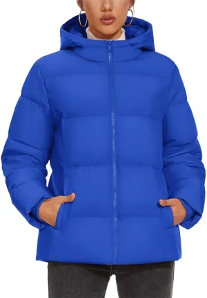 Women's Winter Down Jackets Hooded Lightweight Thermal Puffer Coats Padded Quilted Windproof Outwear