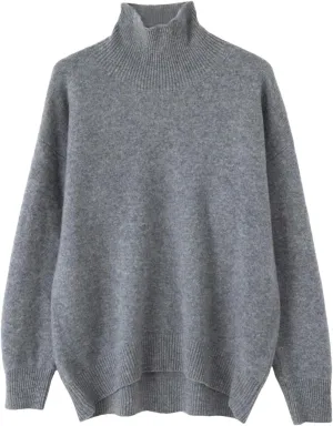 Women's Wool Sweater Turtleneck Loose Casual Soft Oversized Pullover