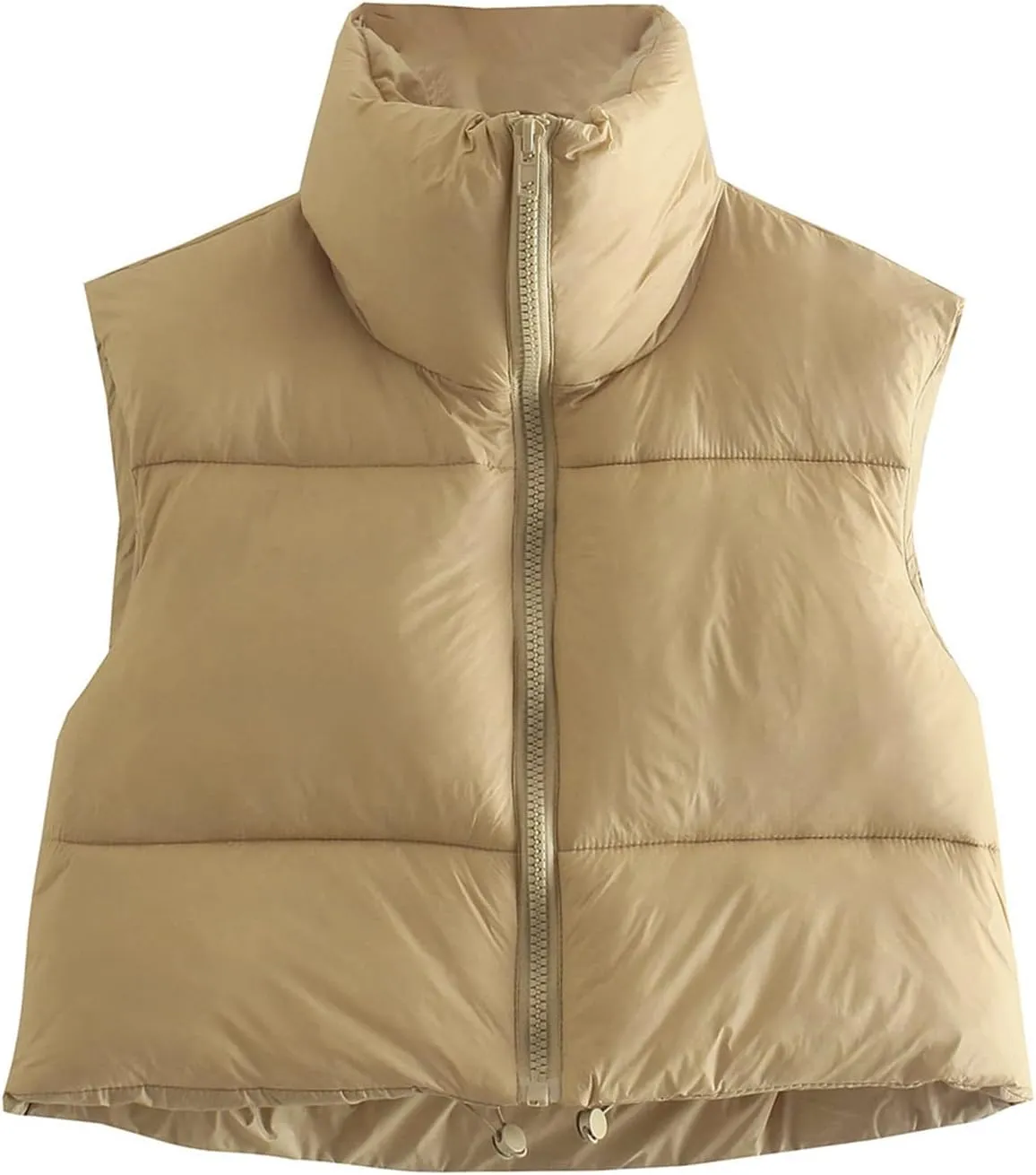 Women's Zip Up Cropped Quilted Puffer Vest Sleeveless Stand Collar Waistcoat Gilet Lightweight Winter Down Jacket
