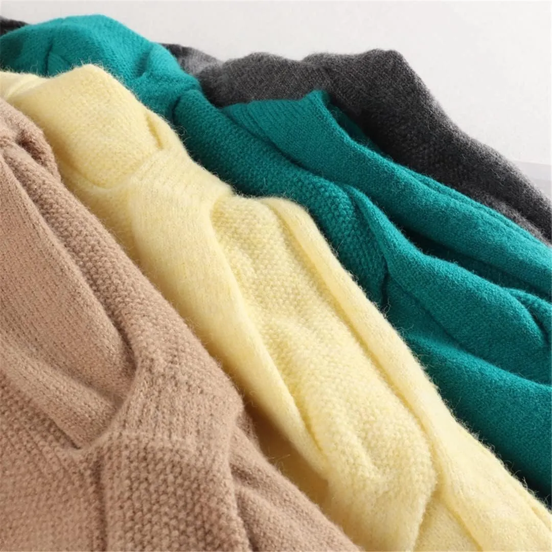 Wvapzxx Oversized Winter Thick Warm Women Turtleneck Sweaters Pullover Casual Loose Cashmere Jumper