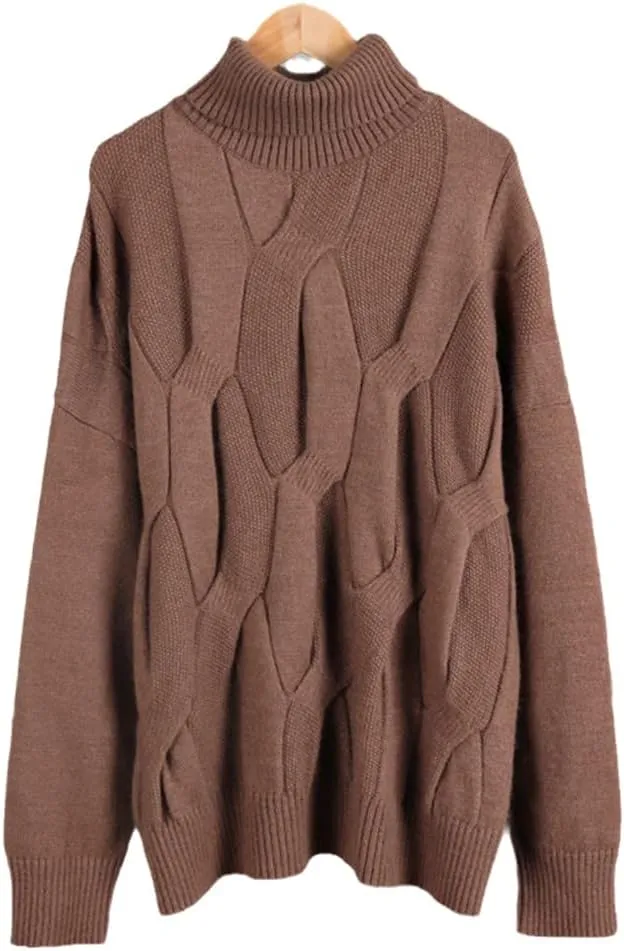 Wvapzxx Oversized Winter Thick Warm Women Turtleneck Sweaters Pullover Casual Loose Cashmere Jumper
